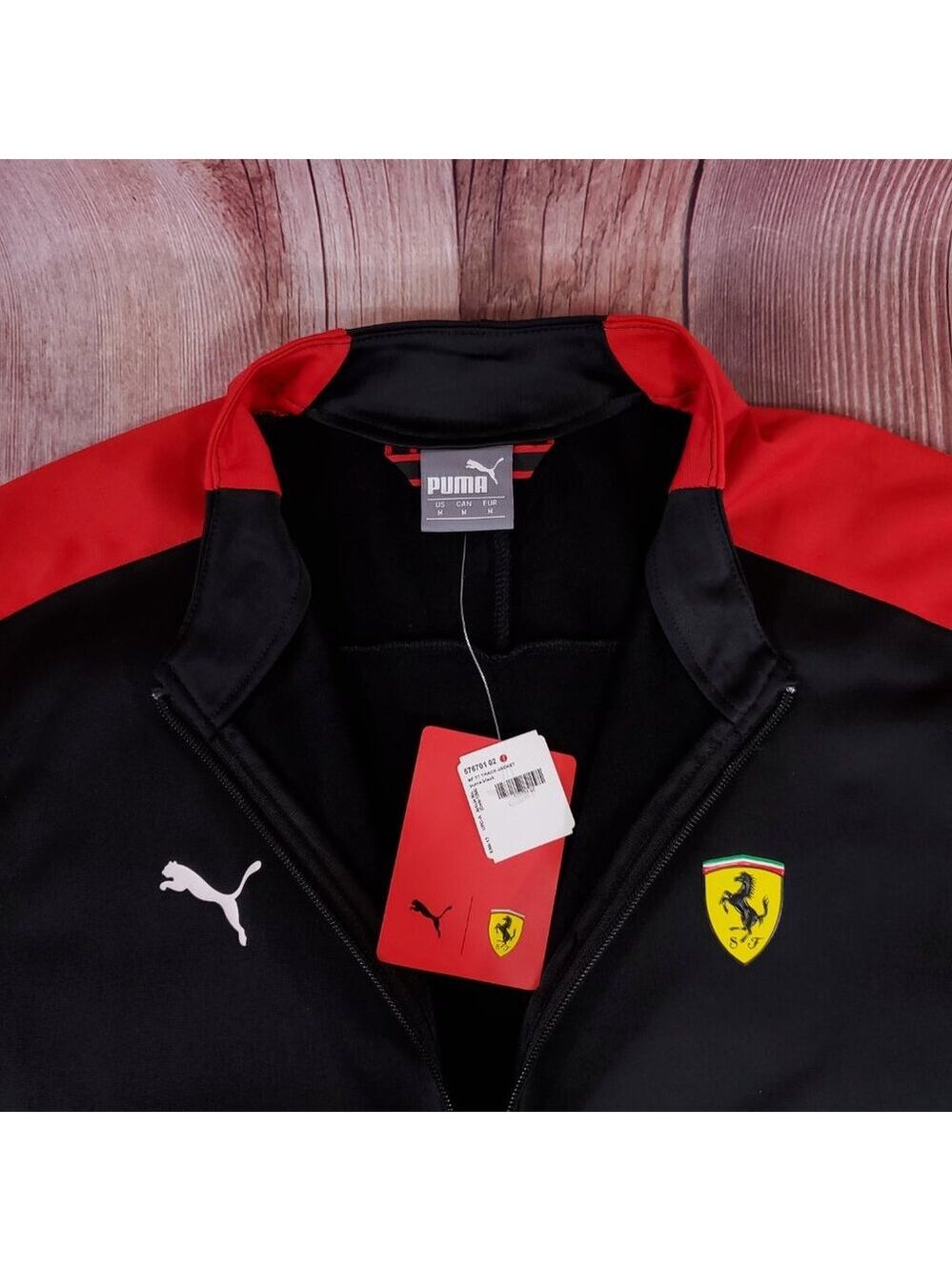 NWT Puma Ferrari Mens Medium SF T7 Track Jacket Full Zip Black Red 576701 02 - Picture 6 of 15